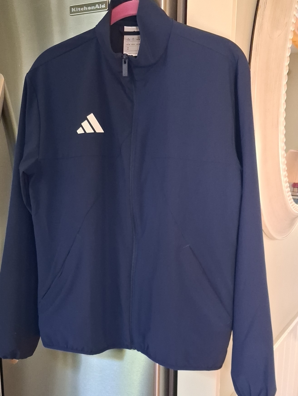 adidas Navy Full-Zip Performance Jacket with White Logo
